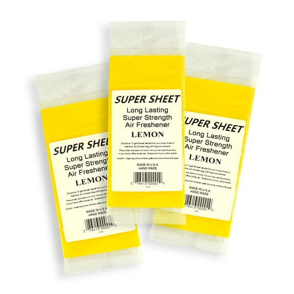 Jenray Super Sheet Small (7.5"x3.75") Under Seat Car Air Freshener, 3-Pack (Lemon)