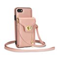 thumbnail image 4 of ELEHOLD for iPhone7 /iPhone 8 /SE 2022 & 2020 Zipper Pocket Case, PU Leather Wallet Crossbody Shoulder Strap Lanyard Case with Credit Card Holder Women RFID Blocking Purse Phone Cover, rosegold, 4 of 7