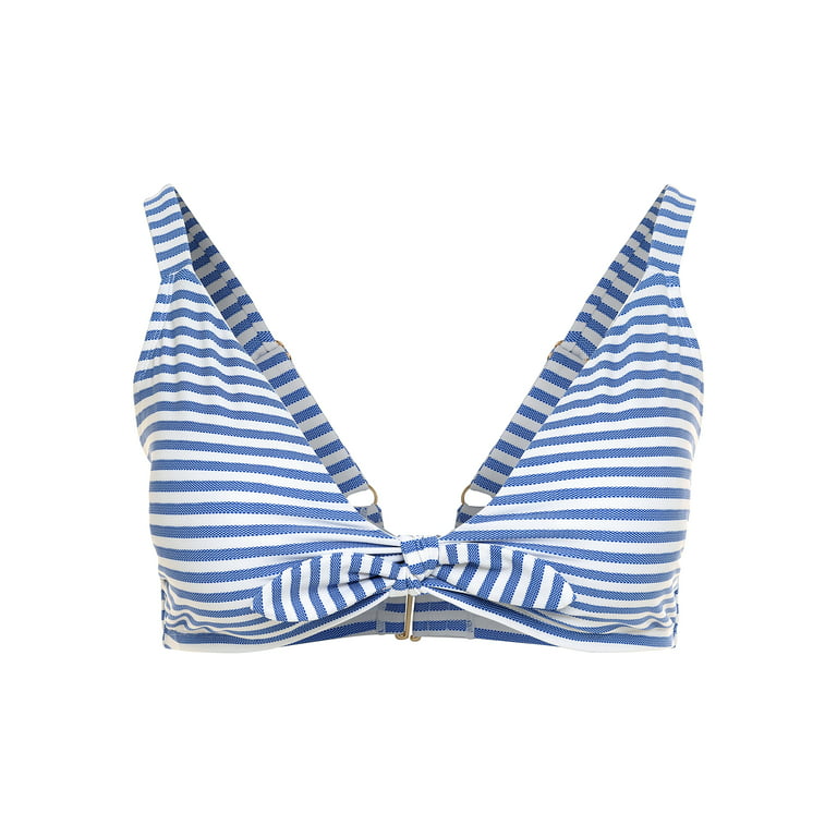 Swimsuits For All Women's Plus Size Striped Cup Sized Tie Front