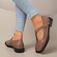 thumbnail image 6 of Womens Square Toe Ballet Flats Mary Jane T-Strap Adjustable Buckle Low Heel Comfortable Work Shoes Coffee,Size 5.5, 6 of 9