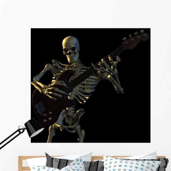 Skeleton Playing Guitar Wall Mural by Wallmonkeys Peel and Stick Graphic (48 in W x 41 in H) WM286117