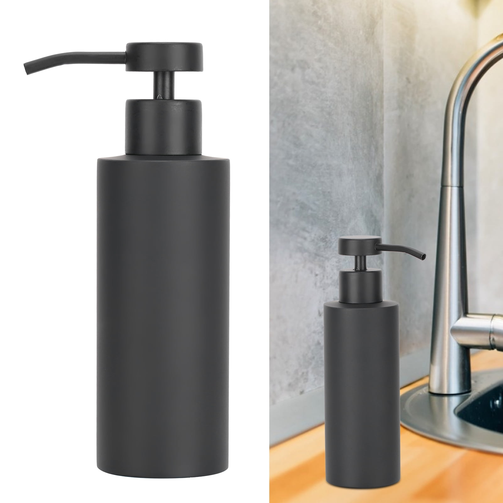 Mgaxyff Black Kitchen Soap Dispenser Stainless Steel Bathroom Manual Press Soap Container Household Supplies,Bathroom Accessories,Home Improvement Supplies