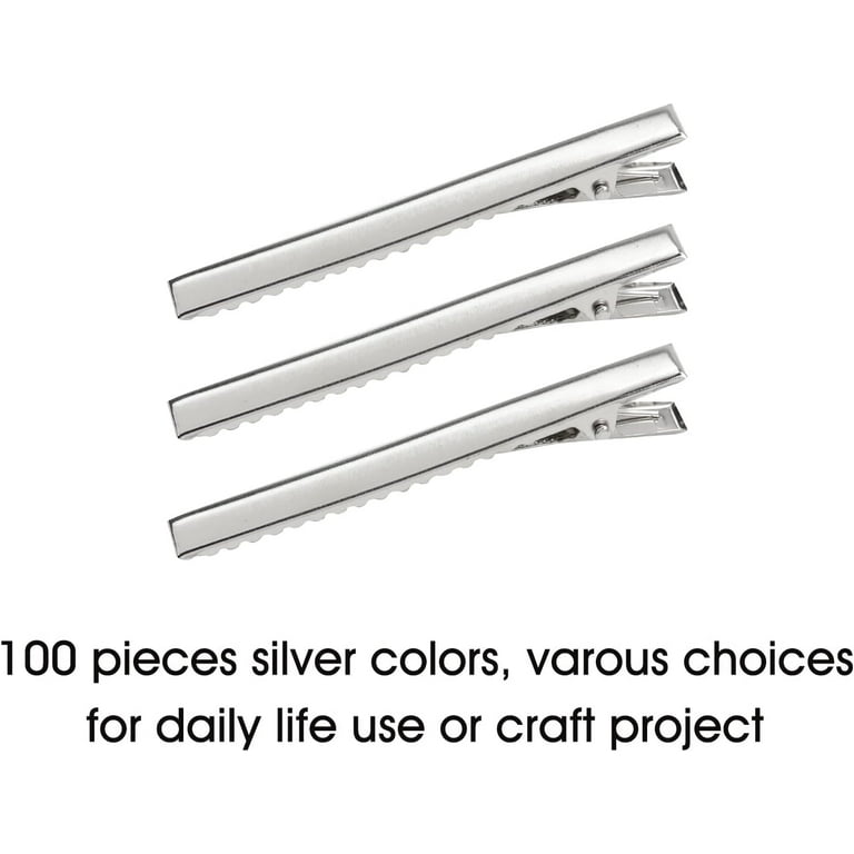 40 Pcs Silver Tone Rectangular Alligator Hair Clips for Hair Crafts  Accessories Findings Size 30 Mm 