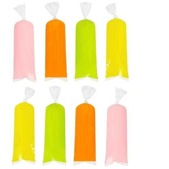 200 Pcs Ice Lolly Bags 2x11.8 inch Plastic Ice Cream Mold Bags Disposable Ice Cream Bags Freeze Juice Ice Lolly Bags DIY Ice Lolly Pouch with Silicone Funnel for Making Ice Lolly Yogurt Candy