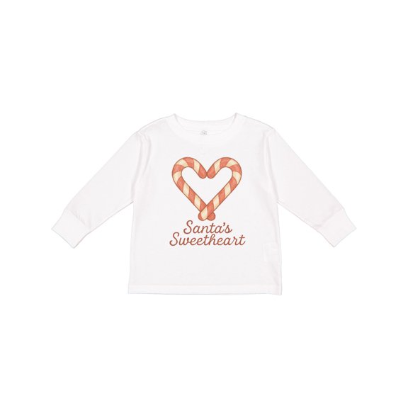 Inktastic Santa's Sweetheart Candy Cane Heart Christmas Boys or Girls Long Sleeve Toddler T-Shirt