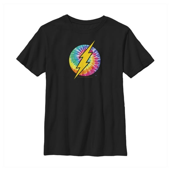 Boy's The Flash Tie-Dye Logo  Graphic Tee Black Small