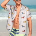 thumbnail image 4 of Uemuo Dachshund Dog Puppy Printed Regular Fit Short Sleeve Casual Hawaiian Shirt for Men,Aloha shirt,Tropical shirt,Floral print shirt,Vacation Beach shirt-, 4 of 9