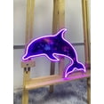 thumbnail image 2 of Glowneon Dolphin Galaxy Neon Print Sign, Dolphin Wall Decor Led Light, 2 of 4