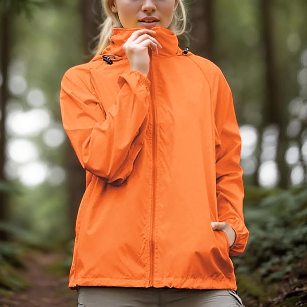 Chaquetas y abrigos casuales con capucha de manga larga para mujer, chaquetas cortavientos con capucha, sudaderas con capucha para el sol, impermeables ligeros con bolsa de almacenamiento, abrigo para