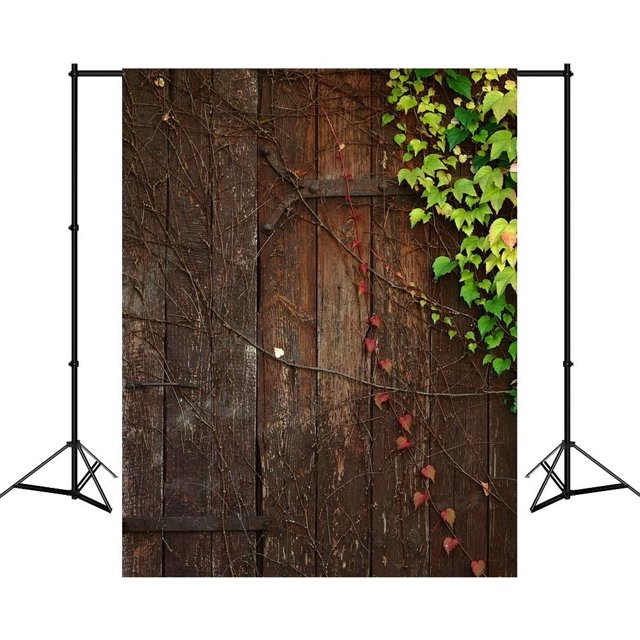 ABPHQTO Fondos de fotografía de 150x220cm, puerta Vintage de madera marrón, hojas verdes, Fondo de fotografía de madera, accesorios de estudio
