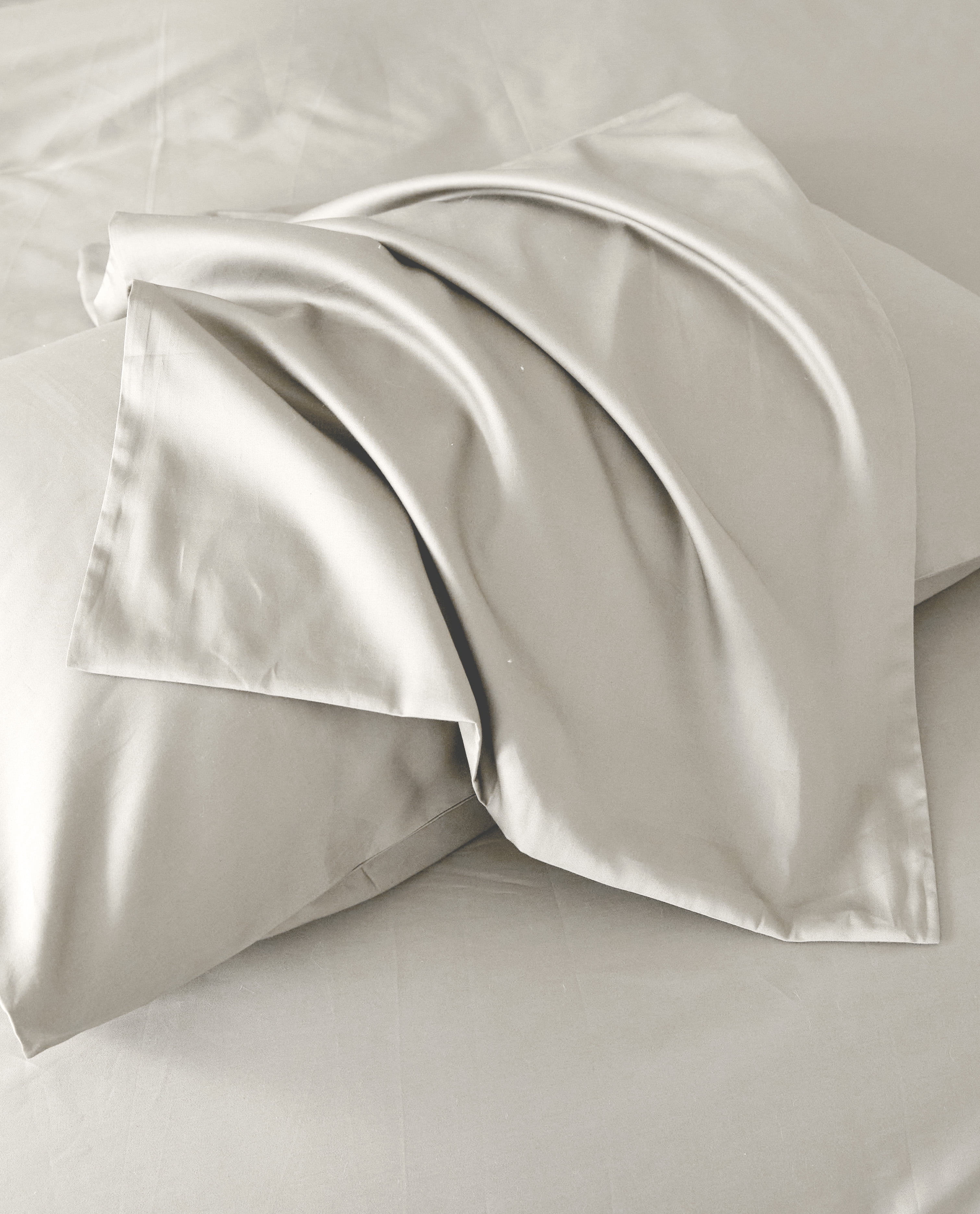 PURE ERA Long Staple Cotton Duvet Cover 3pc Set 800 Thread Count Sateen Silky Soft Luster(Ivory Gray Queen Size)