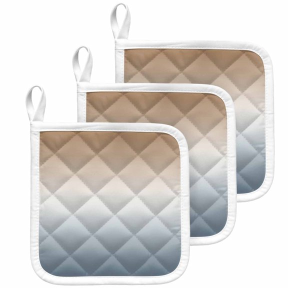 Brown Grey Ombre Pot Holders for Kitchen Heatproof Potholder, 3 Pack Modern Abstract Art Aesthetics Hot Pads Multipurpose Oven Pads Cloth Potholders Trivet for Cooking Baking