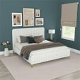 thumbnail image 3 of Angelou Upholstered Mid-Century Fabric King Size Platform Bed in Cream, 3 of 6