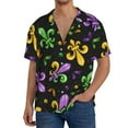 thumbnail image 3 of Haiem Mardi Gras Carnival4 Men's Casual Shirts Short Sleeve Button Down Shirts Fashion Textured Summer Beach Shirt-3X-Large, 3 of 7