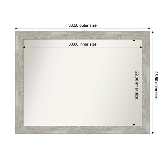 Amanti Art Custom Wall and Bathroom Mirror (25.5 x 33.5 in.), Dove Greywash Narrow Frame