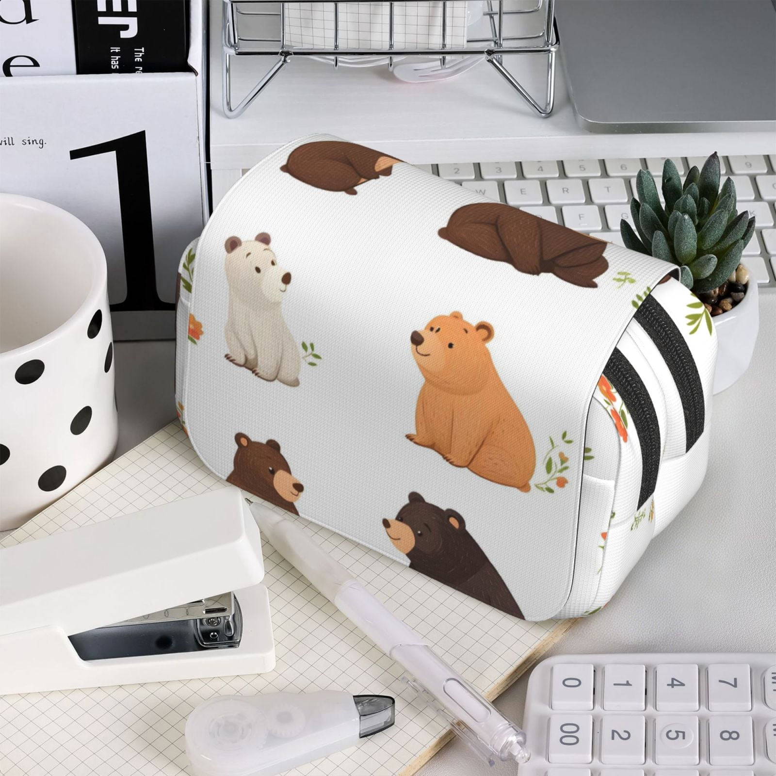 Large-Capacity Flip-Top Double-Layer Pencil Case, Multi-Functional Pocket Pen Case, Durable Stationery Organizer The Simple-Minded Bear