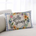 thumbnail image 2 of Waterproof Outdoor Throw Pillows with Inserts 12"x20" Set of 2,Hello Spring Decorative Pillowcases for Couch Bedroom,Farmhouse Floral Eucalyptus Wood Plaid Burlap Pillow Covers for Sofa Living Room, 2 of 8