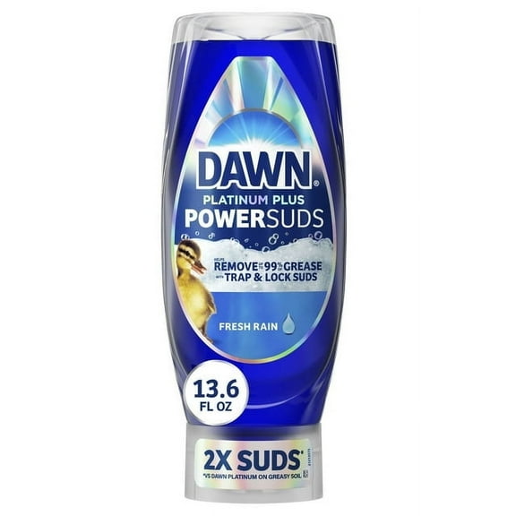 4 Pack of Dawn Platinum Plus PowerSuds Liquid Dish Soap, 13.6 oz. EZ-Squeeze Bottle