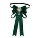 thumbnail image 4 of Pajarita de mujer para camisa, uniforme, accesorios de ropa, pajarita con pedrería Verde profundo, 4 of 9