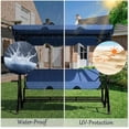 thumbnail image 6 of LAZZO 3-Seat Outdoor Porch Swing with Footrest, Reclining Lounge Bed Convertible, Adjustable Canopy & Removable Cushions, Blue, 6 of 9