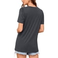 thumbnail image 4 of Tops de Color Sólido para las Mujeres, Botón de Cuello en V de Manga Corta, Top de Moda Casual para las Mujeres, 4 of 9