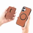 thumbnail image 6 of Dteck Detachable Back Cover for iPhone 16 with Card Holder, Magnetic Wallet Pocket Carbon Fiber Texture PU Leather Slim Phone Case, Brown, 6 of 12