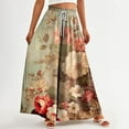 thumbnail image 3 of WTOBBY Women's Casual Flowy High Waisted Wide Leg Pants with Pockets Featuring Floral Print,Beach Trousers Perfect for Beach Activities, Poolside Lounging and Summer Waterfront Fun,Orange L, 3 of 4