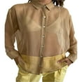 thumbnail image 1 of MesaSe Blouse Transparente pour Femmes Col à Revers Manches Longues Chemise Ample en Maille Protection Solaire, 1 of 5