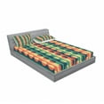 thumbnail image 3 of Geometric Circle Bedding Set with Sheet & Covers, Pop Art Style Vertical Striped Half-Pattern Ring Forms Retro Poster Print, Printed Bedroom Decor 2 Shams, 4 Sizes, Orange Teal, by Ambesonne, 3 of 3