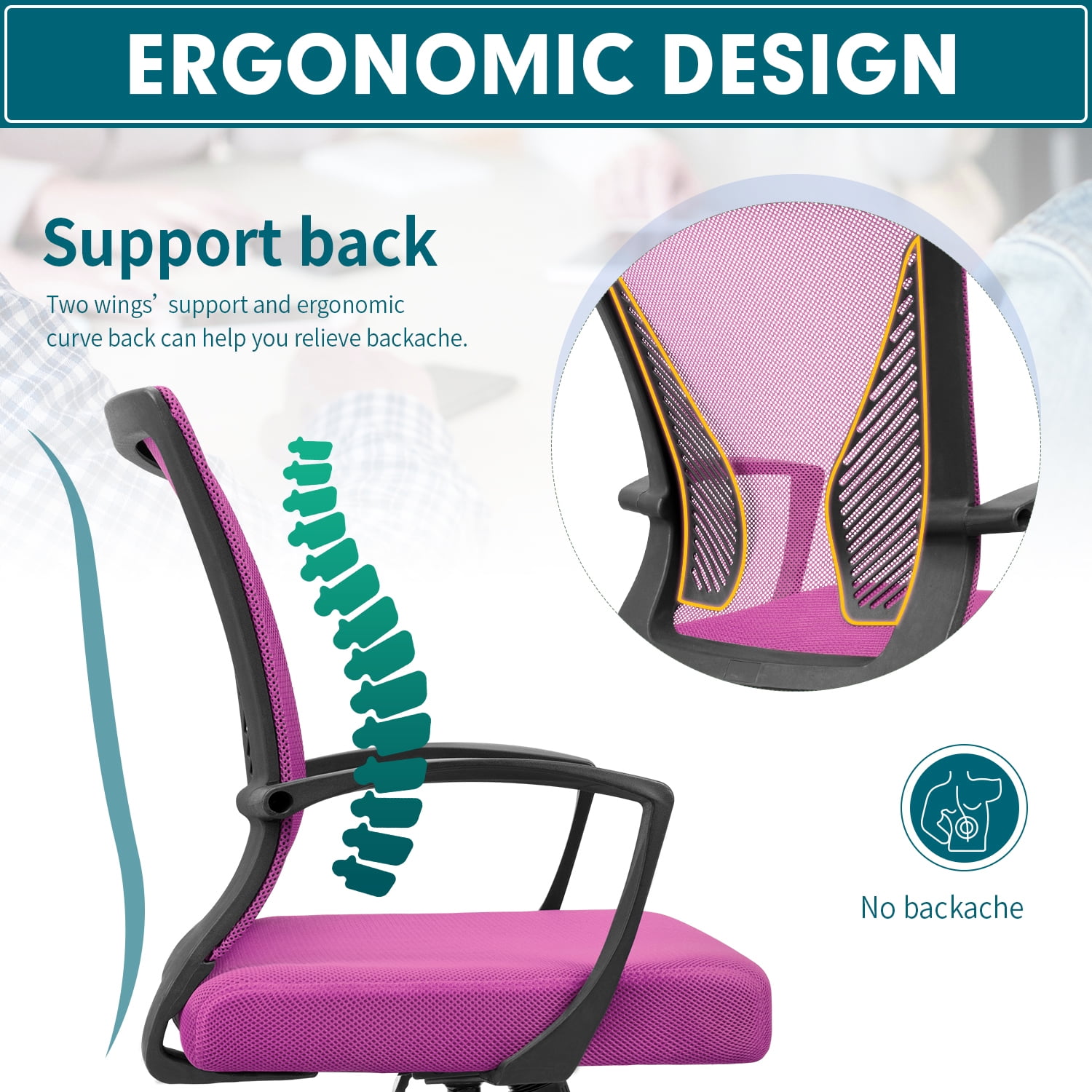Lacoo Mid-back Mesh Office Chair Desk Chair Computer Task Chair with Lumbar Support and Armrest(Pink)