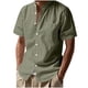 thumbnail image 2 of pstuiky camisetas de hombre, Blusa informal de manga corta con cuello vuelto y botones de color liso para hombre camisetas de hombre xl, 2 of 9