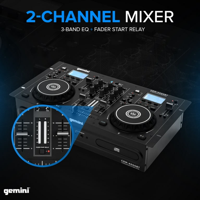 Gemini DJ CD/MIXER System with Bluetooth Audio Input - CDM
