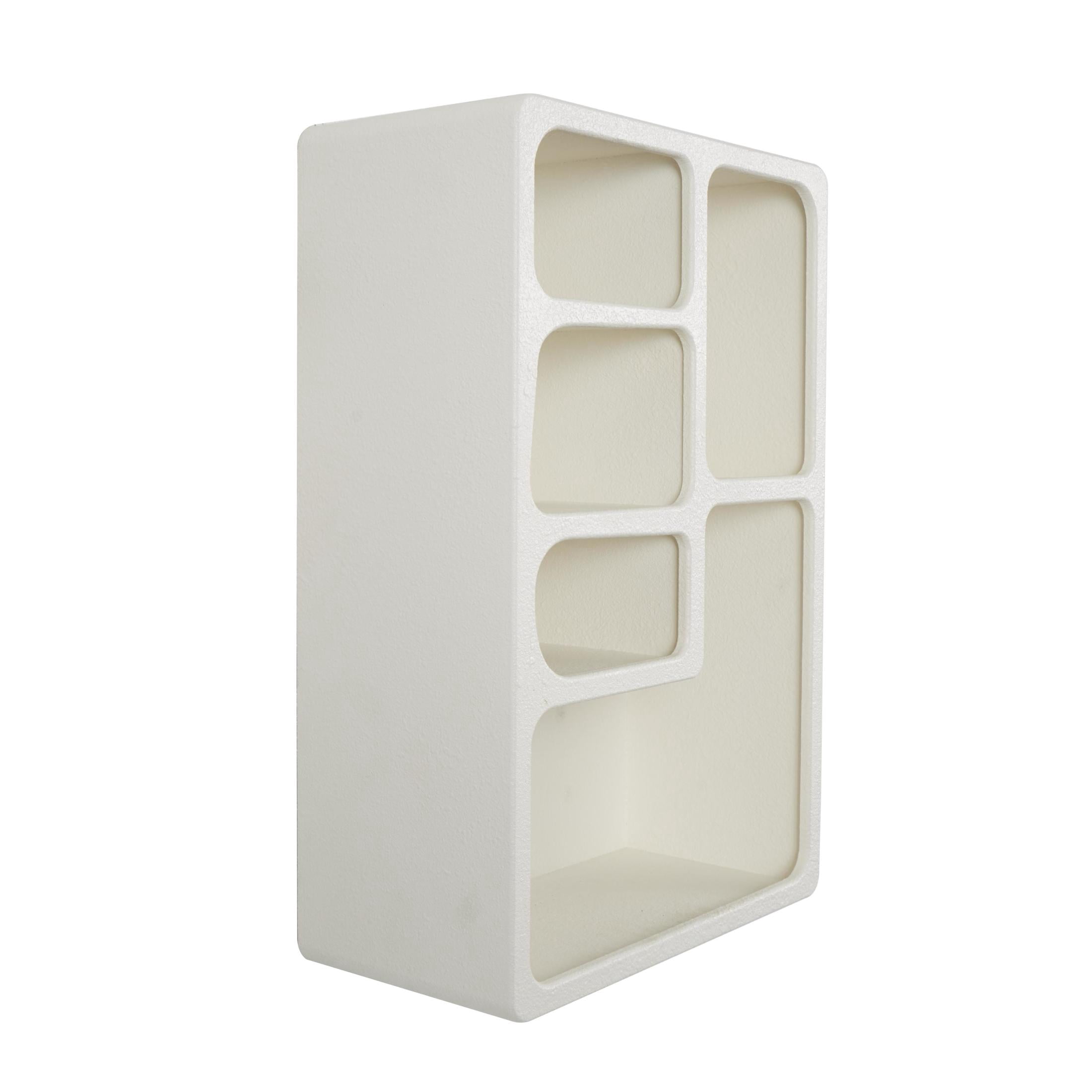 DecMode 16" x 8" 5-Tier Cream Geometric Wall Shelf with Rounded Block Shapes