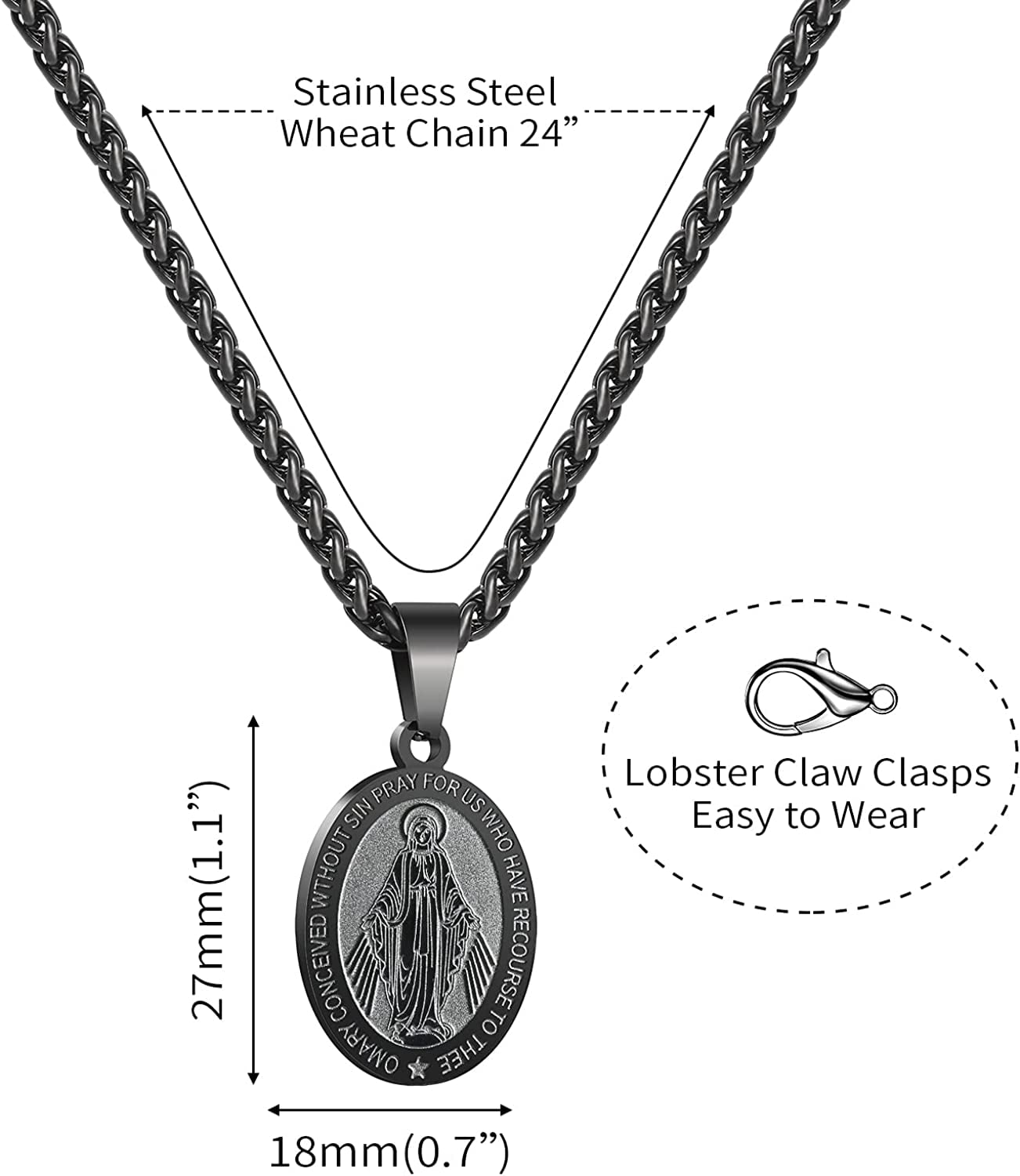 Blessed Virgin Mary Glass Art Photo Necklace Pendant Men Women Jewelry |  Amazon.com