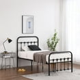thumbnail image 1 of Canddidliike Twin Size Bed Frame with Curved Frame Bed Head and Shell Decoration - Black, 1 of 10