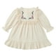 thumbnail image 1 of Odeerbi 2-8 Años Niñas Princesas Vestido Floral Cuello Moño Vestido Infantil Bordado Cuello Redondo Manga Larga, 1 of 9