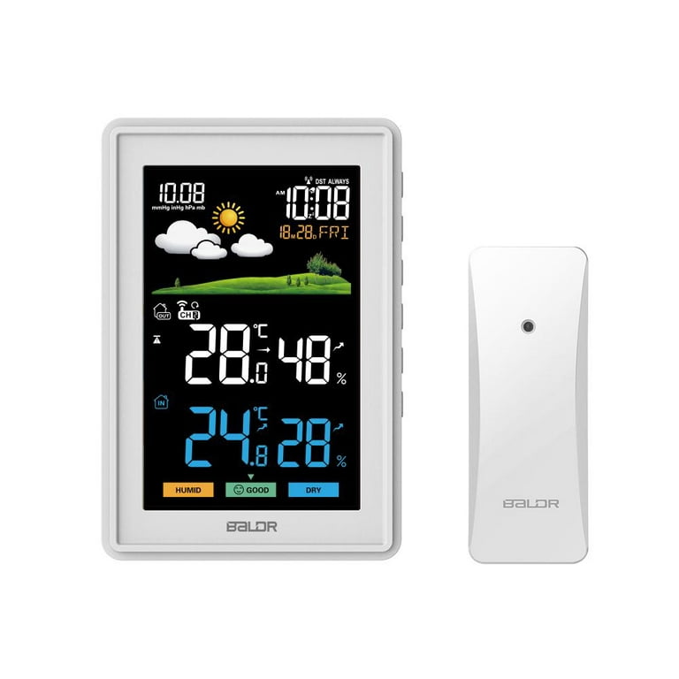 Baldr Wireless Wall Weather Station Home Color LCD Digital Temperature  Humidity Monitor Moon Phase Forecast Sensor Alarm Clock - AliExpress