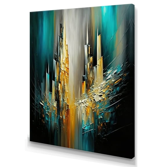 Designart Abstract Geometric Green And Yellow Canvas Wall Art