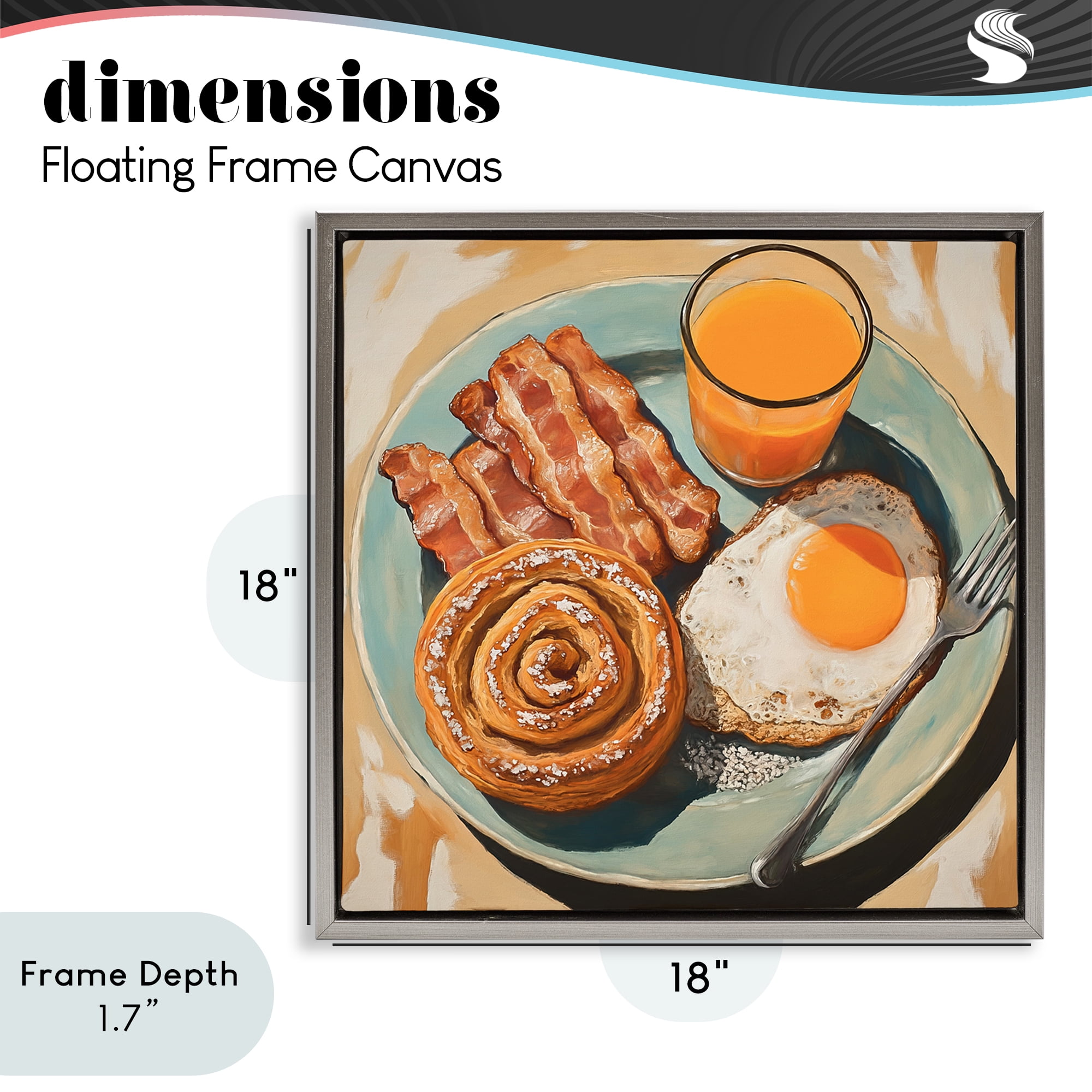 Stupell Industries Cinnamon Roll Breakfast Gray Framed Floater Canvas Wall Art, design by Tina LeCour