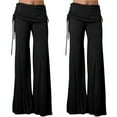 thumbnail image 1 of Women‘s Solid Color Wide Leg Athletic Pants With Belt  Mid Rise Dance Trousers, 1 of 7