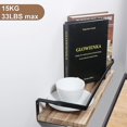 thumbnail image 3 of CHAO Juego de 2 estantes de pared flotantes de madera, toallero y ganchos extraíbles, carga máxima 15 kg para sala de estar, dormitorio, oficina, baño, cocina, 3 of 5