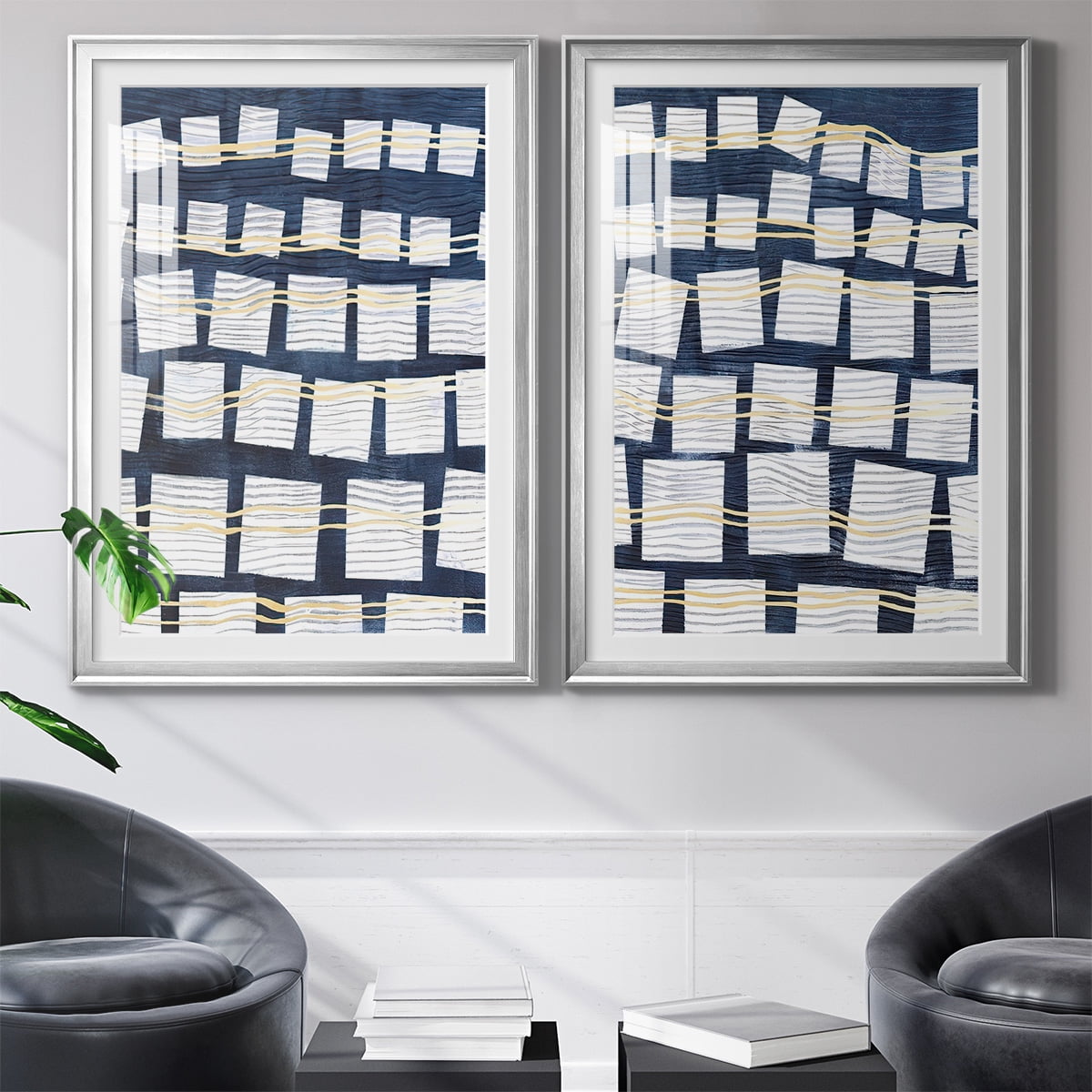 Wexford Home Networks III Premium Framed Print, 26.5" x 36.5" - Ready to Hang, Silver (Set of 2)