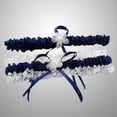 thumbnail image 2 of MasteelfCA Bridal Wedding Garter Lace Ribbon Flower Garters Decorations for Bride and Bridesmaid (Dark Blue), 2 of 7