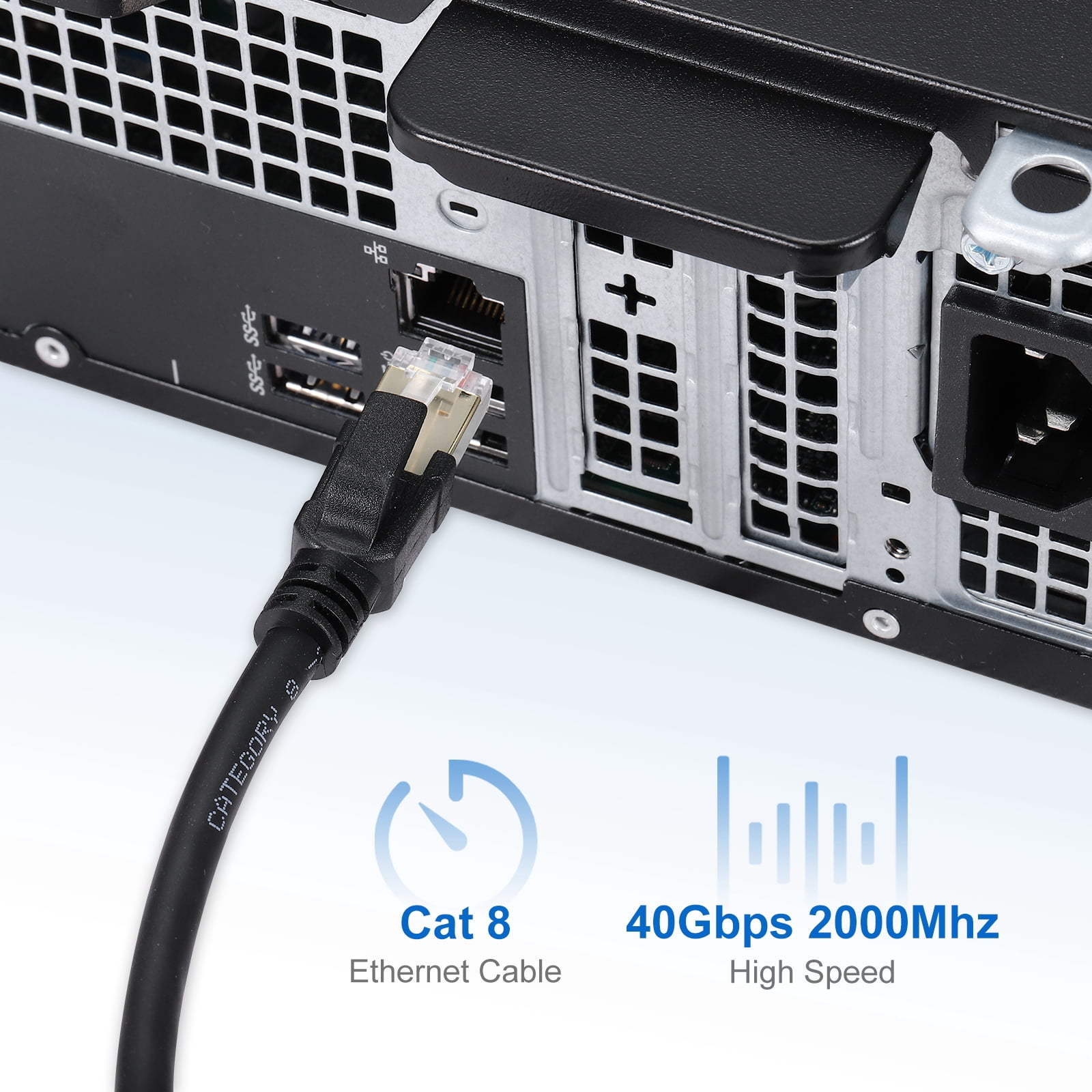 Cat 8 Ethernet Cable 16ft, 26AWG 40Gbps 2000Mhz High Speed Cat8 LAN Network Patch Cord with Gold Plated RJ45 Connector