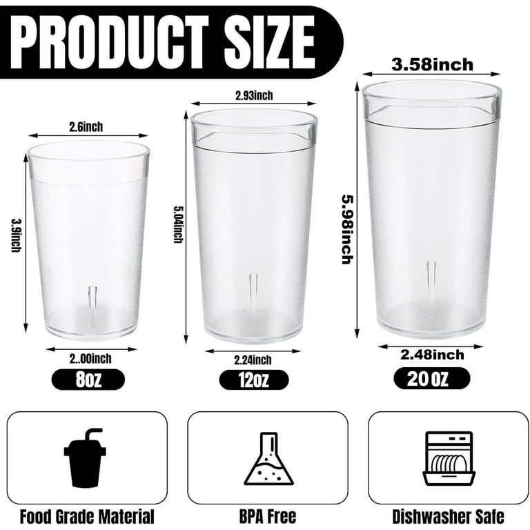 SOFTGAS 12 oz Plastic Cup 12 Pack Break Resistant Drinking Glasses Reusable  Stackable Tumblers with Textured Clear Plastic Tumblers for Cafe Party ...