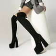 thumbnail image 6 of Women's Platform Round Toe Zipper Slouch Heel Over The Knee Thigh High Boots, 6 of 9