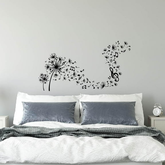 DIY Dandelion Wall Decal Music Notes Wall Sticker Removable Peel and Stick Waterproof Wall Art Decor Stickers for Kids Baby Classroom Living Room Music Room Bedroom DIY