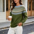 thumbnail image 6 of QSAWXQZ Women's Crewneck Sweater Long Sleeve Color Block Fair Isle Jacquard Pullover Casual Knit Top S, 6 of 6