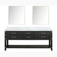 thumbnail image 3 of Norwalk 80 in W Black Oak Double Bath Vanity, Carrara Marble Top, and 36 in Mirrors, 3 of 9