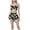 Black-A, variant on Uaswgudfs Women's Pajama Set Spaghetti Strap Crop Top & Wave Hem Shorts - Print Sleepwear